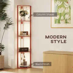 HOMCOM Corner Floor Lamp for Living Room Bedroom with Dimmable Warm White LED Light, Modern Tall Standing Lamp, Brown - 3