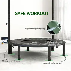 HOMCOM 40" Foldable Mini Fitness Trampoline, with Adjustable Foam Handle, Green - 5