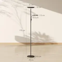 HOMCOM LED Floor Lamp for Living Room, Stepless Dimmable Standing Lamp, Mother and Child Uplighter with Reading Light, 4 Scene Modes, 2700K-6500K Colour Temps, 4 Brightness Levels, Remote Control - 2