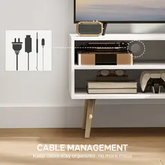 HOMCOM TV Stand up to 55 Inches, TV Unit with Open Shelves and Cable Holes - White - 4