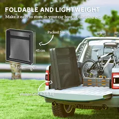 Outsunny 3 ft Folding Camping Table w/ Adjustable Heights, Portable Lightweight Outdoor Folding Picnic Table with Metal Mesh Desktop & Aluminium Legs for Picnic, Garden, Party, Black - 5