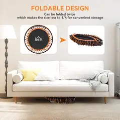 HOMCOM Mini Round Steel Frame Trampoline w/ Adjustable Handle, Orange - 4