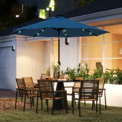 Outsunny 2.7m LED Light Parasol Umbrella - Blue - 1