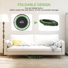 HOMCOM Mini Round Steel Frame Trampoline w/ Adjustable Handle, Green - 4