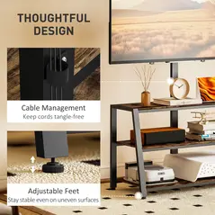 HOMCOM Industrial-Style TV Stand, with 35° Swivel Bracket - Dark Brown - 6