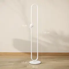 HOMCOM LED Floor Lamp, Dimmable Floor Standing Lamp with Glass Night Light, Foot Switch for Living Room, Bedroom, Office, White - 2