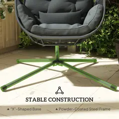 Outsunny Hanging Egg Chair, with Cushion - Dark Grey - 5