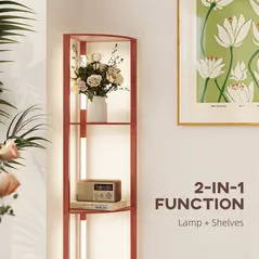 HOMCOM Corner Floor Lamp for Living Room Bedroom with Dimmable Warm White LED Light, Modern Tall Standing Lamp, Brown - 7