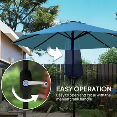 Outsunny 2.7m LED Light Parasol Umbrella - Blue - 6
