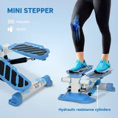 HOMCOM Portable Mini Stepper, Steppers for Exercise Workout with LCD Display Monitor, Anti-skid Foot Pedals for Home Gym Office, Blue - 6