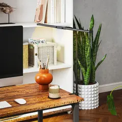 HOMCOM LED Desk Lamp with Clamp, Double Head Table Lamp with 3 Colour Modes & 10 Brightness Levels, Flexible Gooseneck Reading Desk Light with Timer and Memory Function for Study, Office, Work, Black - 7