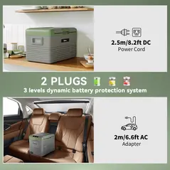 Outsunny 30L Portable Car Refrigerator - Light Green and Grey - 5