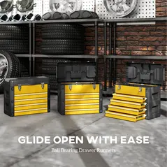 HOMCOM 4 Drawers Large Toolbox - Yellow - 5