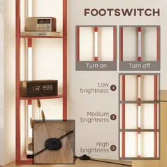 HOMCOM Corner Floor Lamp for Living Room Bedroom with Dimmable Warm White LED Light, Modern Tall Standing Lamp, Brown - 6