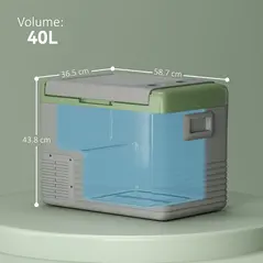 Outsunny 40L Portable Car Refrigerator - Light Green and Grey - 2