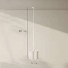 HOMCOM Linen Pendant Light, Bedside Ceiling Lamps with E27 Bulb, Modern Hanging Lights for Living Room, Bedroom, Kitchen, Hallway, White - 2