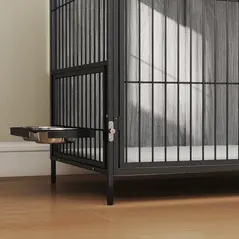 PawHut Large Dog Crate Furniture with Rotating Bowl Holder, 2 Bowls, 2 Doors, for Large Dogs, 100 x 60 x 88 cm, Grey - 8