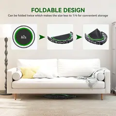 HOMCOM 40" Foldable Mini Fitness Trampoline, with Adjustable Foam Handle, Green - 4