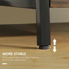 HOMCOM Industrial-Style Work Desk, with Shelves - Brown/Black - 5