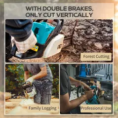 DURHAND 2000W Powerful Electric Chainsaw, 16" Aluminium Blade Portable Corded Chain Saw, 7250rpm Chain Saw for Garden Tree Pruning, 13m/s Chain Speed Auto Chain Lubrication to Cut Wood, Blue - 6