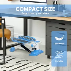 HOMCOM Portable Mini Stepper, Steppers for Exercise Workout with LCD Display Monitor, Anti-skid Foot Pedals for Home Gym Office, Blue - 4