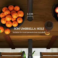 Outsunny Seven-Piece Wood Panel Patio Dining Set - Brown/Black - 6