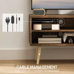 HOMCOM TV Stand up to 55 Inches, TV Unit with Open Shelves and Cable Holes - Brown - 4