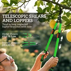 Outsunny 2 Pcs Garden Shears Set, Tree Lopper, Hedge Shears with Telescopic Extendable Handles, Garden Shears for Hedges, Shrubs and Bushes, Lightweight Shrub Care Kit for Cutting, Trimming - 4