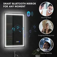 HOMCOM 50 x 70 cm Anti-Fog LED Bathroom Mirror, with Bluetooth - Silver Tone - 4