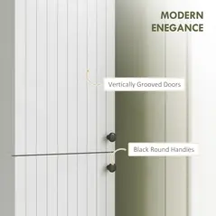 HOMCOM Wall Mounted Tall Bathroom Storage Cabinet with Soft-Close Hinges, Slim Bathroom Cabinet with 2 Doors, White - 6