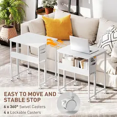 HOMCOM 63 cm Drop Leaf Writing Work Desk - White - 5