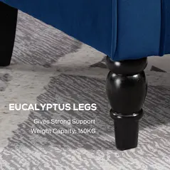 HOMCOM Wingback Accent Chair, Retro Upholstered Button Tufted Occasional Chair for Living Room and Bedroom, Blue - 6