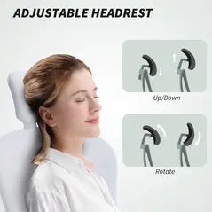 Vinsetto Multi-Adjustable Office Chair, with Lumbar Support, Headrest and Mesh Back - White - 6