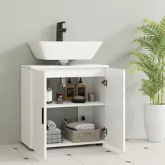 kleankin Under Sink Cabinet with Shelf - White - 6