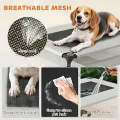 PawHut Portable Elevated Dog Bed with Removable Canopy, Cooling Raised Pet Cot for Small Medium Dogs, 76 x 61 x 60 cm - 5