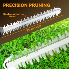 Outsunny 20" Cordless Hedge Trimmer, 18V Electric Hedge Cutter with 51cm Dual Action Blade, 2 x 4000mAh Batteries and Brushless Motor for Garden Branches, Shrubs, Twigs, Orange - 5