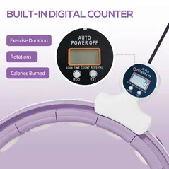 SPORTNOW Smart Weighted Hula Hoop, Massage Hula Ring w/ 16 Detachable Knots, 360° Auto-Rotating Ball, Digital Counter, Purple - 5
