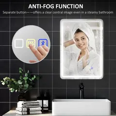 HOMCOM 70 x 50 cm Bluetooth Bathroom Mirror - Silver-Tone - 6