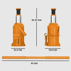 HOMCOM 12 Tonne Hydraulic Bottle Jack with 19-37 cm Lifting Range, Heavy Duty Portable Compact Car Jack Lift with Saddle and 3 Section Handle for Pickup, Truck, Auto Repair Maintenance, Orange - 2