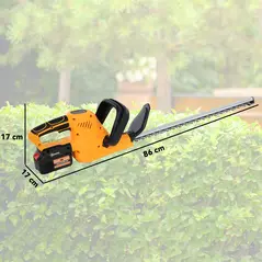 Outsunny 20" Cordless Hedge Trimmer, 18V Electric Hedge Cutter with 51cm Dual Action Blade, 2 x 4000mAh Batteries and Brushless Motor for Garden Branches, Shrubs, Twigs, Orange - 2