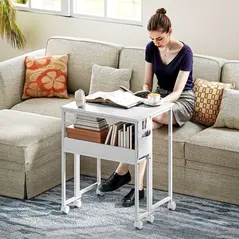 HOMCOM 63 cm Drop Leaf Writing Work Desk - White - 1