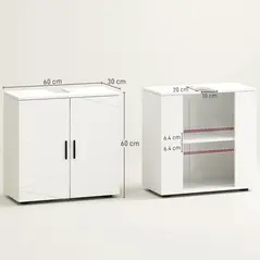 kleankin Under Sink Cabinet with Shelf - White - 2