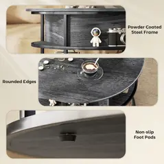 HOMCOM Lift Top Coffee Table, Round Coffee Table with Storage Shelf, Hidden Compartment and Steel Frame for Living Room, Home Office, Charcoal Grey - 5