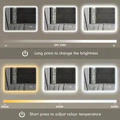 HOMCOM 80 x 60cm LED Bathroom Mirror, with Bluetooth - Silver Tone - 5