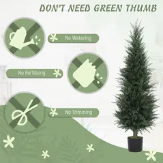 HOMCOM Set of Two Artificial Cypress Trees - Green - 4