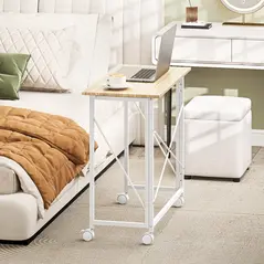 HOMCOM 80 cm Folding Desk on Wheels - Natural Tone - 6