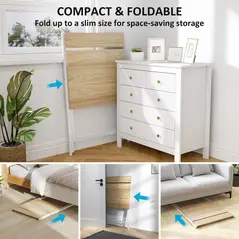 HOMCOM 70 cm Folding Computer Desk with Monitor Shelf - Natural Wood Finish - 3