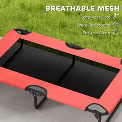 PawHut Portable Raised Dog Bed, Elevated Pet Cot with Breathable Mesh for Indoor Outdoor, for Large Dogs, Red - 6