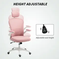 Vinsetto Multi-Adjustable Office Chair, with Lumbar Support, Headrest and Mesh Back - Pink - 3