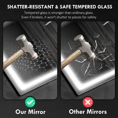 HOMCOM 50 x 70 cm Anti-Fog LED Bathroom Mirror, with Bluetooth - Silver Tone - 7